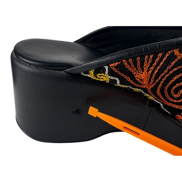 Retro Vibe Italian Floral Embroidered Corduroy Fairycore Boho Chunky Clogs 36  6 - Picture 15 of 16